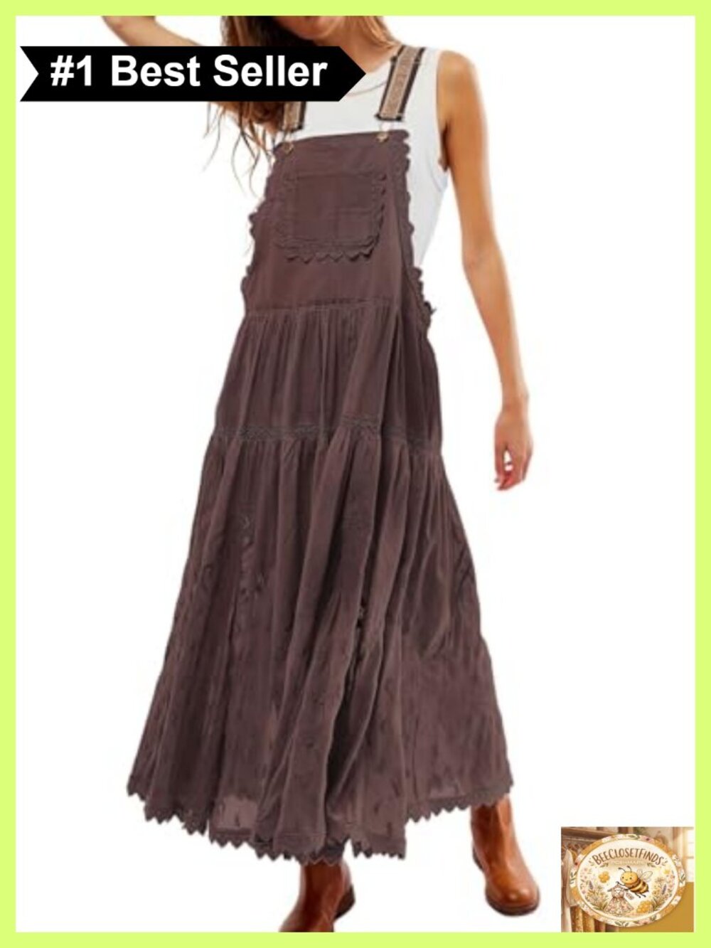 Women's Lace Embroidered Maxi Dress Adjustable Strap Tiered Swing Pockets